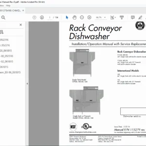 Champion CH-44 MD-44 CH-66 MD-66 Rack Dishwasher Service Manual PDF