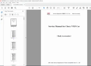 Chery V5 (V525) Eastar Cross Body Accessories Service Manual PDF