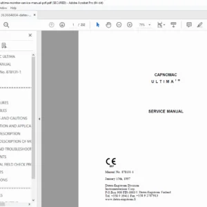 Datex Capnomac Ultima Monitor Service Manual  Complete Technical Guide PDF