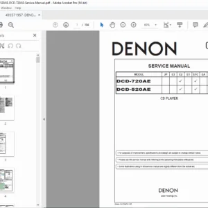 Denon DCD-520AE DCD-720AE CD Player Service Manual PDF