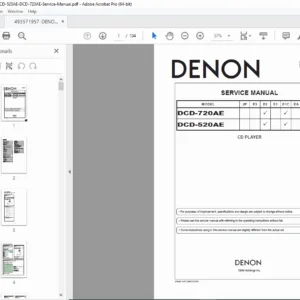 Denon DCD-520AE DCD-720AE CD Player Service Manual PDF