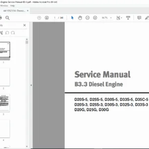 Doosan B3.3 Diesel Engine Service Manual  Repair, Troubleshooting & Specs PDF
