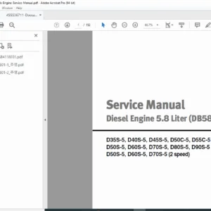 Doosan DB58S 5.8L Diesel Engine Service & Repair Manual PDF