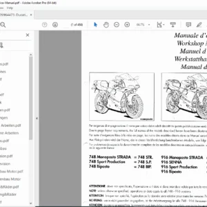 Ducati 748 / 916 Workshop Service Manual – Fuel Injection, Chassis, Torque – PDF
