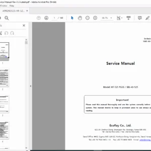 EcoRay HF-525 PLUS & SIG-40-525 X-Ray Service Manual & Circuit Diagram PDF