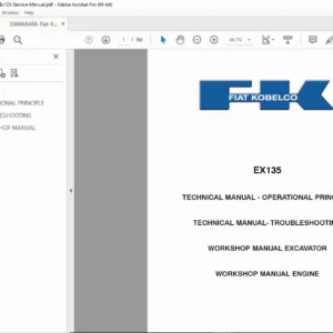 Fiat Kobelco EX135 Excavator Service Manual Set PDF