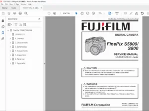 Fujifilm FinePix S5800 S800 Digital Camera Service Repair Manual PDF