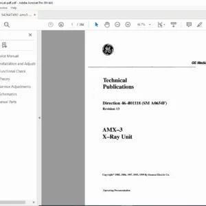 GE Medical AMX-3 Mobile X-Ray Unit Service Manual Repair PDF