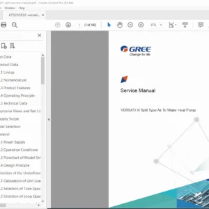 Gree Versati III Split Air to Water Heat Pump Service Manual PDF