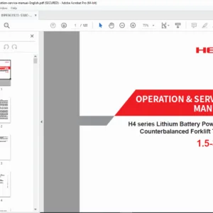 H4 Series 1.5–3.8T Lithium Forklift Operation & Service Manual PDF (S380-1)