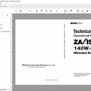 Hitachi ZX140W-3 Service Manual Hydraulic & Engine PDF DOWNLOAD