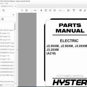 Hyster A216 Electric Forklift Parts Manual PDF (J2.00-3.20XM) 2002