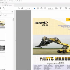 Hyster RS45 & RS46 ReachStacker Parts Manual PDF (C289)