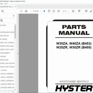 Hyster W30ZA W40ZA (B453) W20ZR W30ZR (B455) Parts Manual PDF