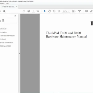 IBM Lenovo ThinkPad T400 R400 Laptop Service Repair Manual PDF Download