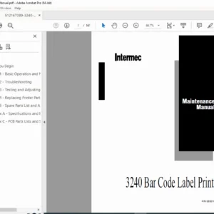 Intermec 3240 Bar Code Label Printer Maintenance Manual PDF (063016-001)