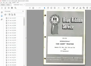 International Cub Cadet 72 104 105 124 125 Tractor Service Manual PDF