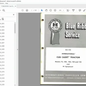 International Cub Cadet 72 104 105 124 125 Tractor Service Manual PDF