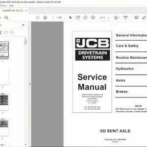 JCB Drivetrain System Service Manual 9803/9240 PDF DOWNLOAD