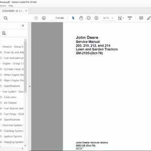 John Deere 200 210 212 214 Lawn Garden Tractor Service Manual SM-2105 PDF