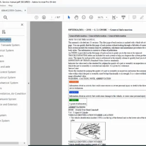 Kia Optima 2001 2.4L DOHC Engine Service Repair Workshop Manual PDF