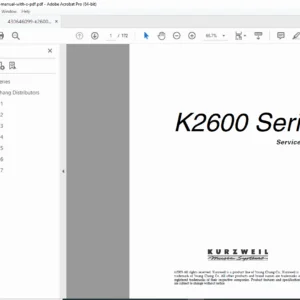 Kurzweil K2600 Series Synthesizer Service Manual 2003 PDF