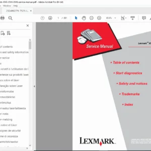 Lexmark X543, X544, X546 Color Laser MFP Service Manual & Parts List PDF