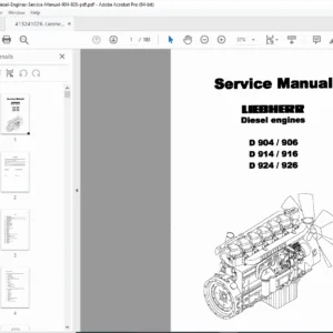 Liebherr D904/906 D914/916 D924/926 Diesel Engines Service Manual PDF