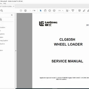 LiuGong CLG835H Wheel Loader Service Manual (Perkins 1204F / ZF 4WG158) PDF