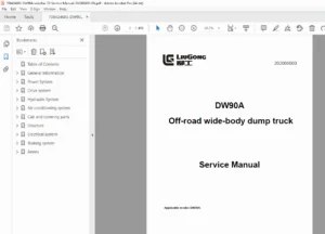 Liugong DW90A Service Manual Repair, Hydraulics & Wiring Diagrams PDF (2020)