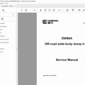 Liugong DW90A Service Manual Repair, Hydraulics & Wiring Diagrams PDF (2020)