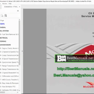 McCormick CX50–CX100 CX Series Tractors Service Repair Manual PDF