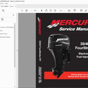 Mercury 30/40 FourStroke EFI Service Manual 90-883064R02 (2002+) PDF