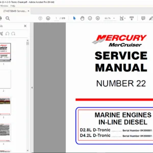 Mercury Marine D2.8L & D4.2L D-Tronic Diesel Service Manual PDF (2002)