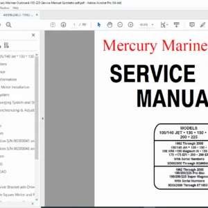 Mercury Mariner Outboard 105-225 HP Service Manual (1992-2000) - V6 2-Stroke PDF