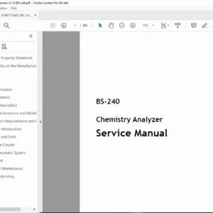 Mindray BS-240 Chemistry Analyzer Service Manual V1.0 PDF