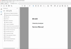 Mindray BS-430 Chemistry Analyzer Service Manual PDF