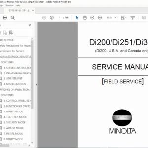 Minolta Di200, Di251, Di351 Field Service Manual PDF DOWNLOAD