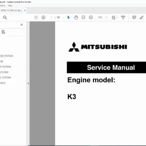 Mitsubishi K3 Series (K3A-K3M) Diesel Engine Workshop Service Manual PDF