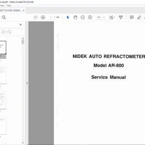 Nidek AR-800 Service Manual Repair, Calibration & Optical Schematics PDF