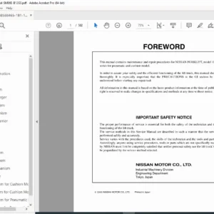 Nissan 1B1/1B2 Series Electric Forklift Service Manual PDF