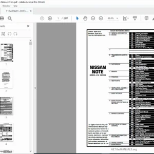 Nissan Note E12 Service Manual (2013-2014) Repair, Wiring & Maintenance PDF