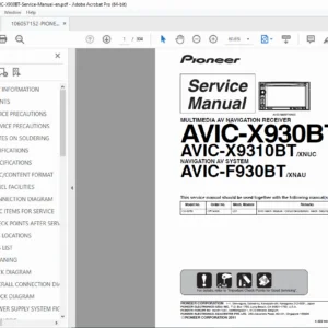 Pioneer AVIC-X930BT / X9310BT / F930BT Service Manual PDF