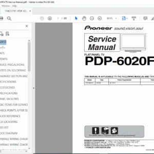 Pioneer Kuro PDP-6020FD Service Manual Repair Schematics & Adjustments PDF