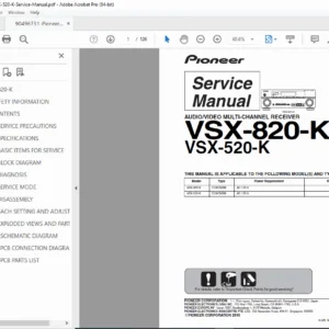 Pioneer VSX-520-K / VSX-820-K Receiver Service Manual  PDF