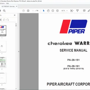 Piper Cherokee Warrior Service Manual PA-28-151 / 161 (761-539) PDF
