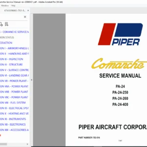 Piper PA-24 Comanche Service Manual PDF (753-516, Rev 04/01/2009)