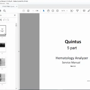 Quintus 5-Part Hematology Analyzer Service Manual Rev 2.3 PDF (2014)