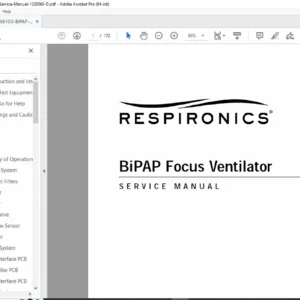 Respironics BiPAP Focus Ventilator Service Manual PDF REF 1029568 Rev D