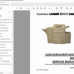Ricoh Aficio 551/700 Service Manual  Repair, Codes & Parts PDF